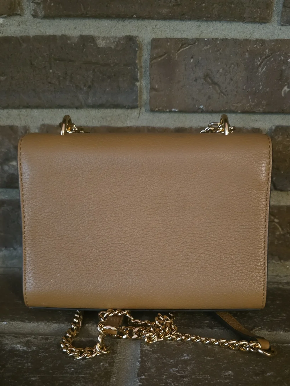 Tory Burch Carter Adjustable Chain Shoulder Crossbody Bag Purse Tan Brown